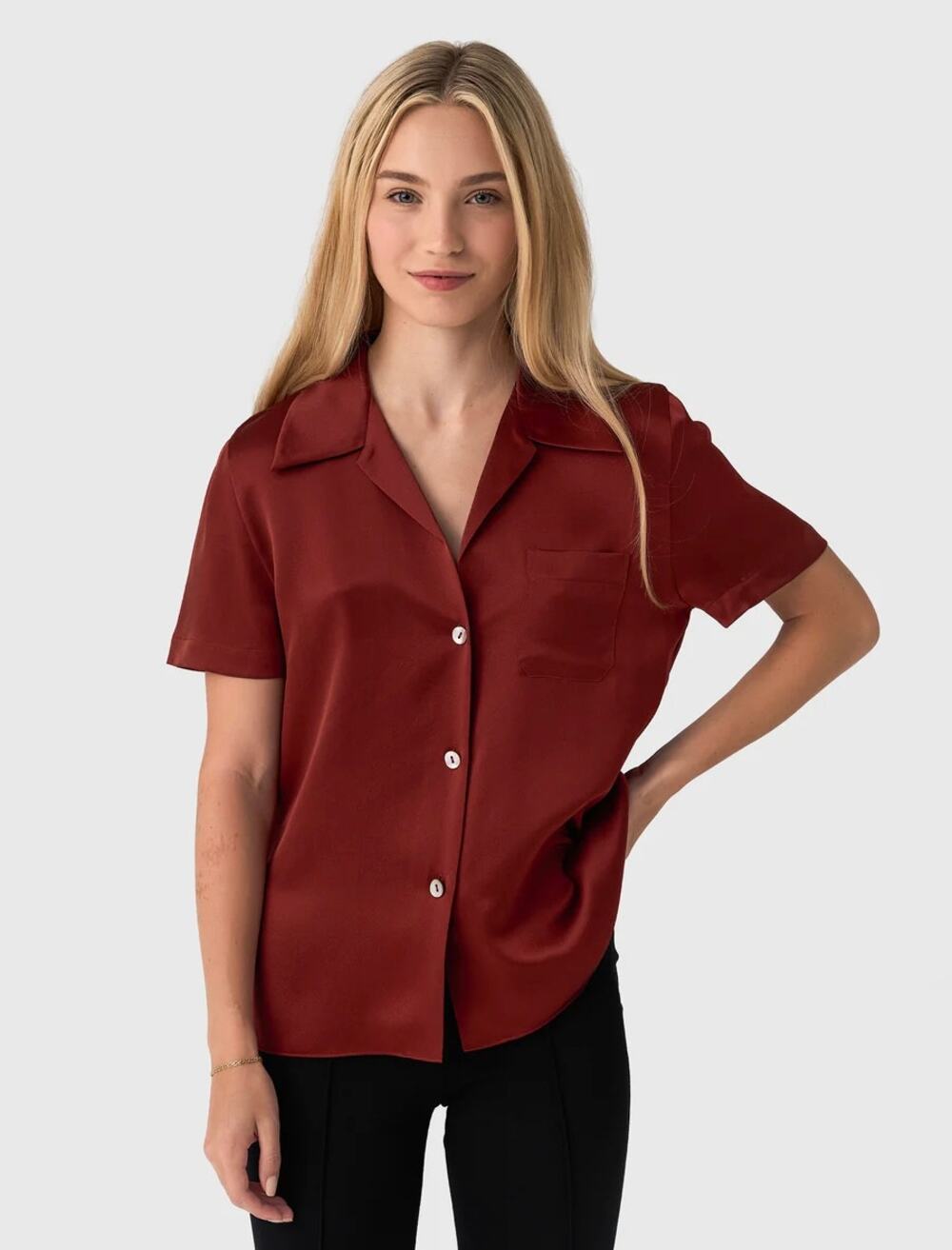 Vince Short Sleeve Button Down in Siena Brown XS NEW Minimalist OldMoney